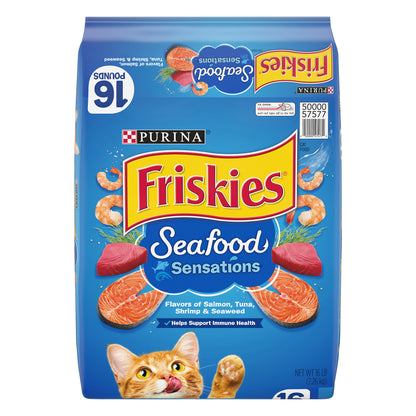 Purina Friskies Dry Cat Food, Seafood Sensations - 16 lb. Bag
