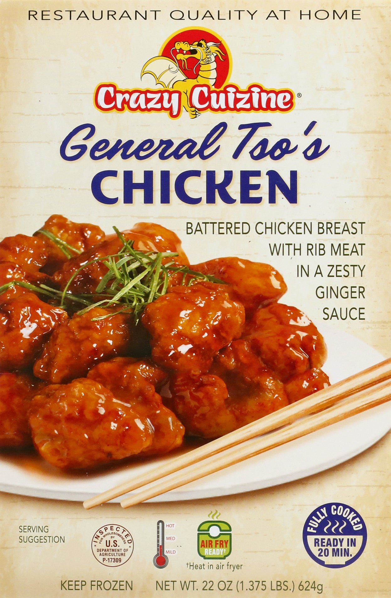 Crazy Cuizine Battered Chicken Breast General Tso's Chicken 22 oz