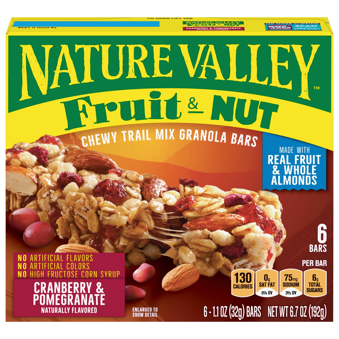 Nature Valley Fruit & Nut Cranberry & Pomegranate Chewy Trail Mix Granola Bars 6 ea