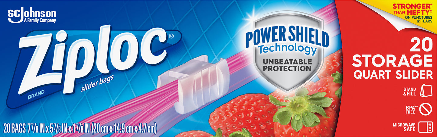 Ziploc Quart Storage Slider Bags 20 ea