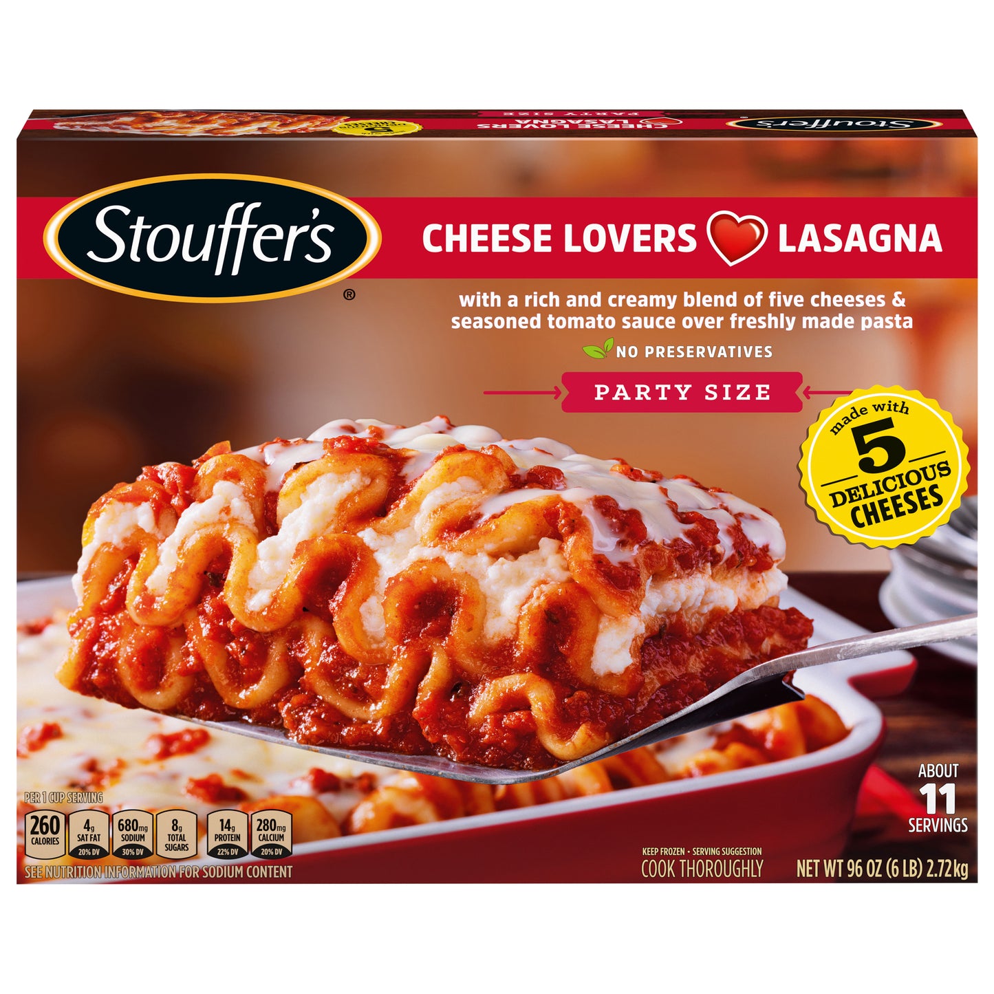 Stouffer's Party Size Cheese Lovers Lasagna 96 oz