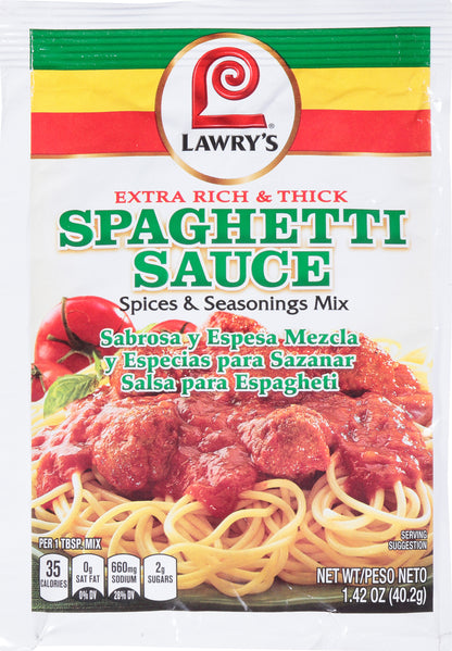 Lawrys Spaghetti Sauce Extra Rich & Thick Spices & Seasoning Mix 1.42 oz