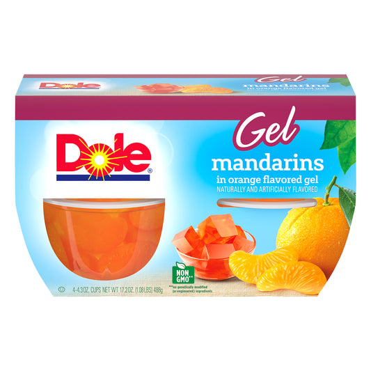 DOLE® Fruit Bowls® Gel Mandarins in Orange Flavored Gel 4-4.3 oz. Cups