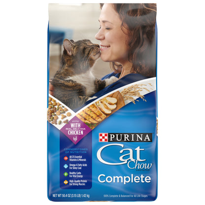 Purina Cat Chow High Protein Dry Cat Food, Complete - 3.15 lb. Bag