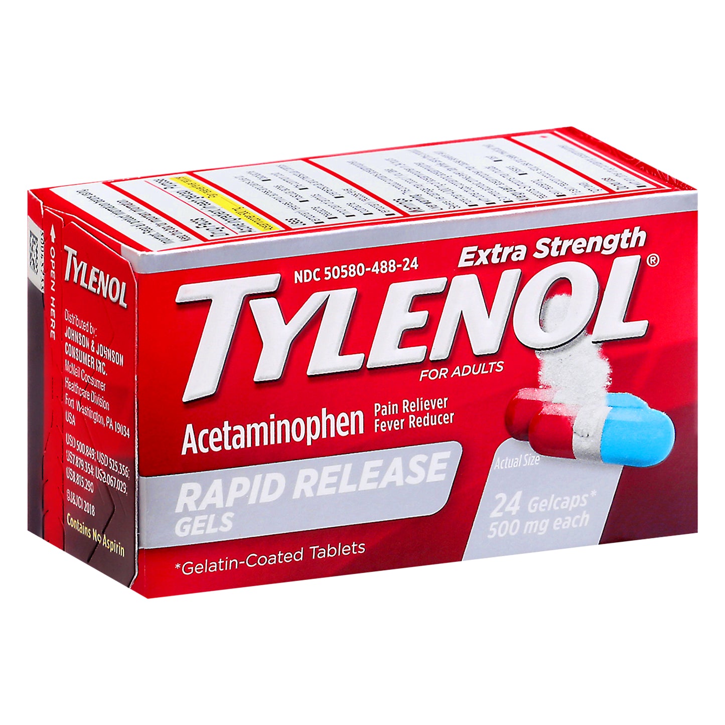 Tylenol for Adults 500 mg Extra Strength Acetaminophen Gelcaps 24 ea Box
