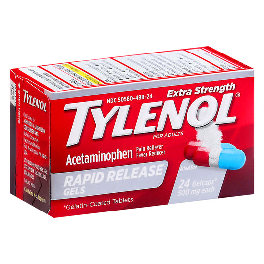 Tylenol for Adults 500 mg Extra Strength Acetaminophen Gelcaps 24 ea Box