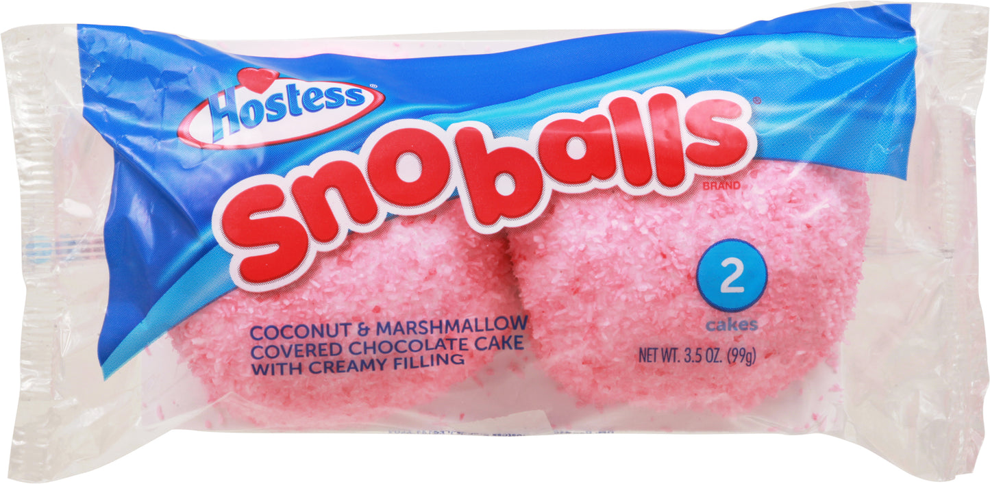 Hostess Snoballs Chocolate Cake with Creamy Filling Coconut & Marshmallow Covered 2 Cakes 2 ea
