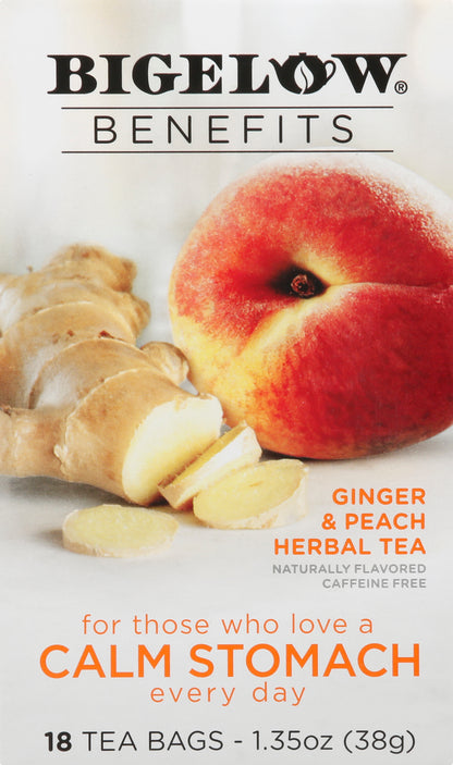 Bigelow Benefits Tea Bags Ginger & Peach Herbal Tea 18 ea
