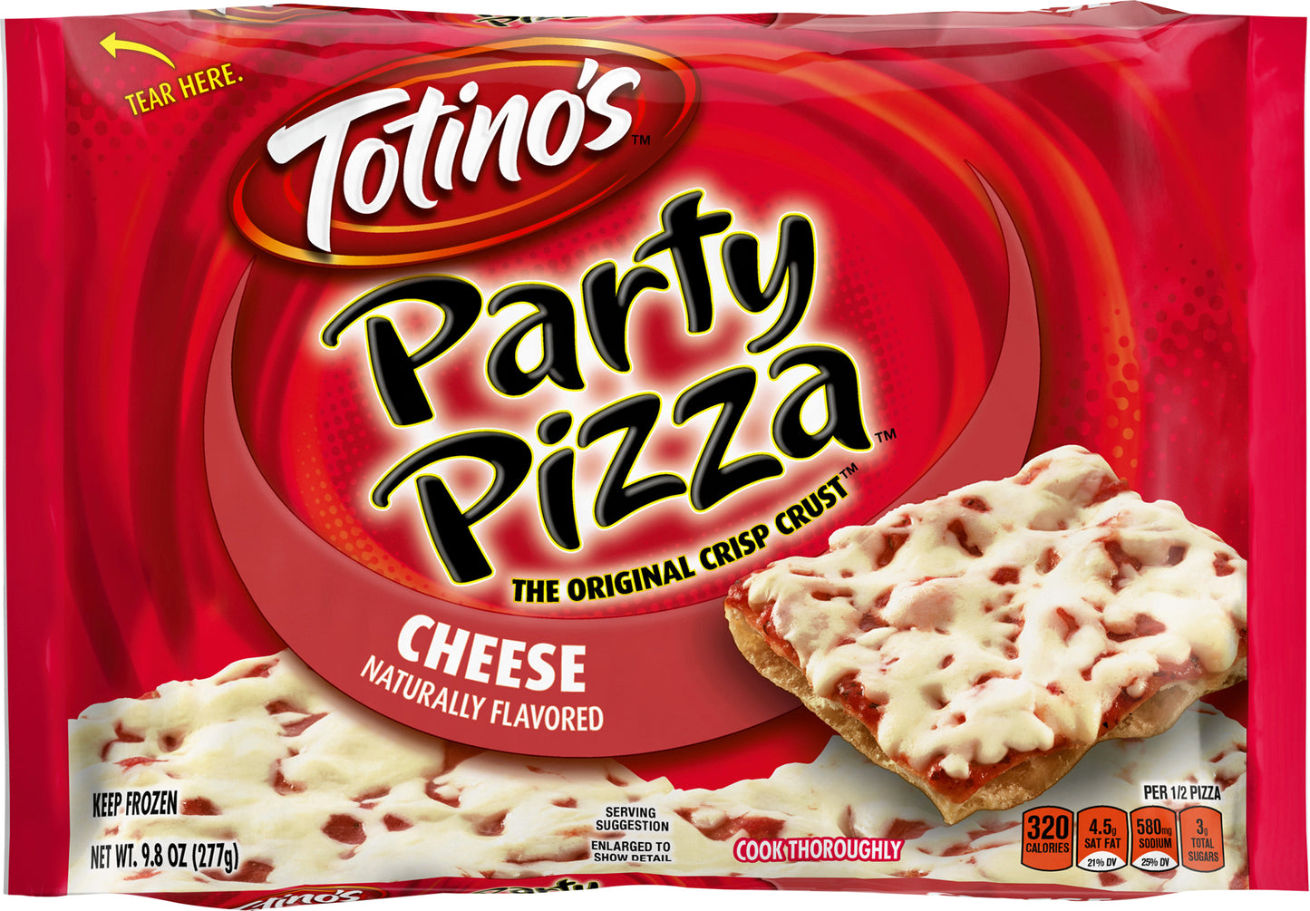 Totino's Party Pizza, Cheese, 9.8 oz Pizza (frozen)
