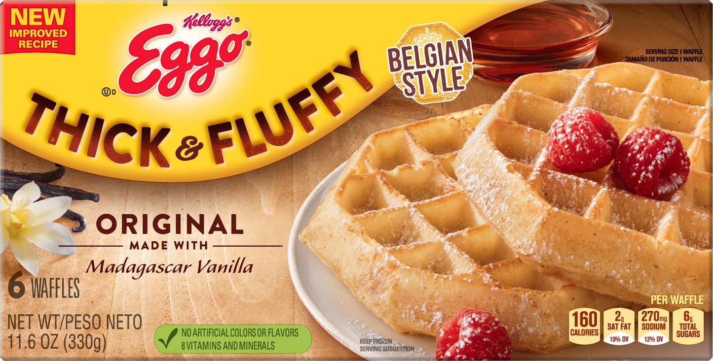 Eggo Belgian Style Thick & Fluffy Original Waffles 6 ea
