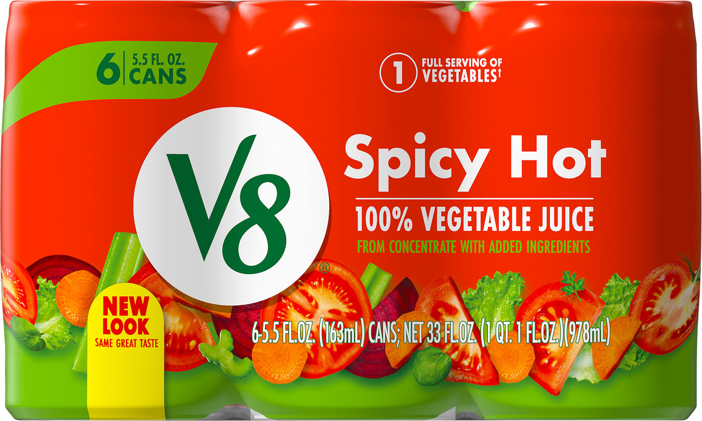 V8 Spicy Hot 100% Vegetable Juice 6 - 5.5 fl oz Can