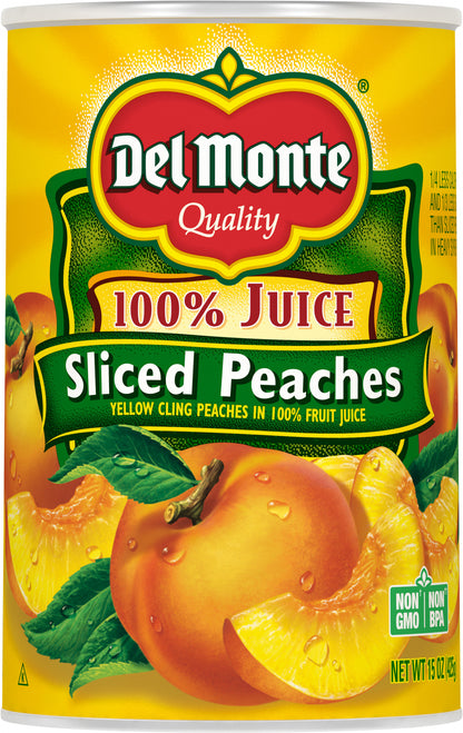 Del Monte 100% Juice Sliced Peaches 15 oz Can