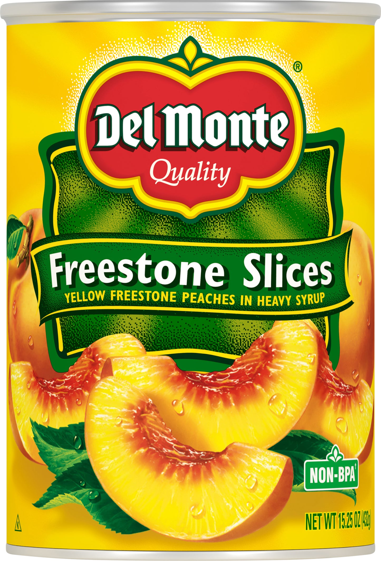 Del Monte Freestone Slices Yellow In Heavy Syrup Peaches 15.25 oz Can