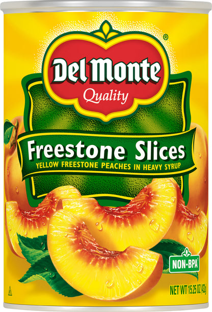 Del Monte Freestone Slices Yellow In Heavy Syrup Peaches 15.25 oz Can