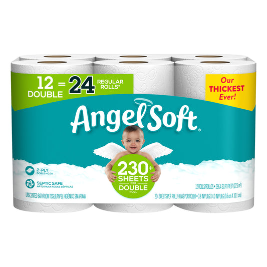 Angel Soft 2-Ply Double Rolls Unscented Unscented Bathroom Tissue 12 ea