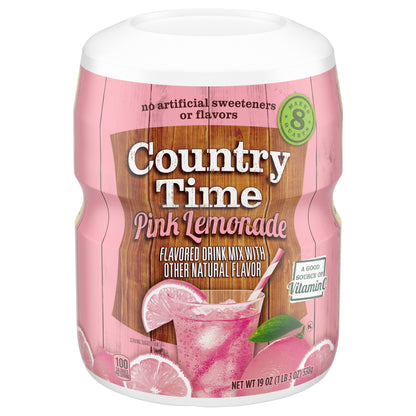 Country Time Pink Lemonade Naturally Flavored Powdered Drink Mix, 19 oz Canister