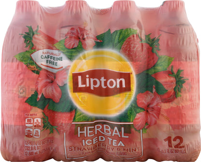 Lipton Strawberry & Mint Herbal Iced Tea 12 - 16.9 fl oz Bottles