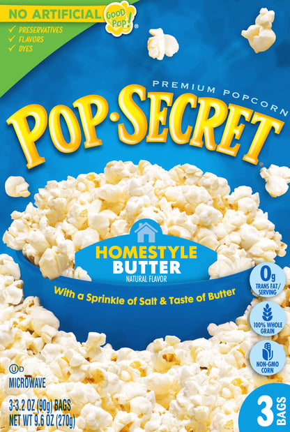 Pop-Secret Premium Homestyle Butter Popcorn 3 - 3.2 oz Bags