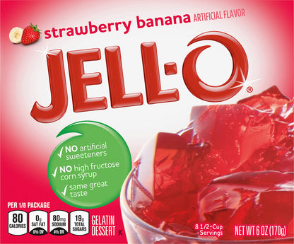 Jell-O Strawberry Banana Gelatin Dessert Mix, 6 oz Box