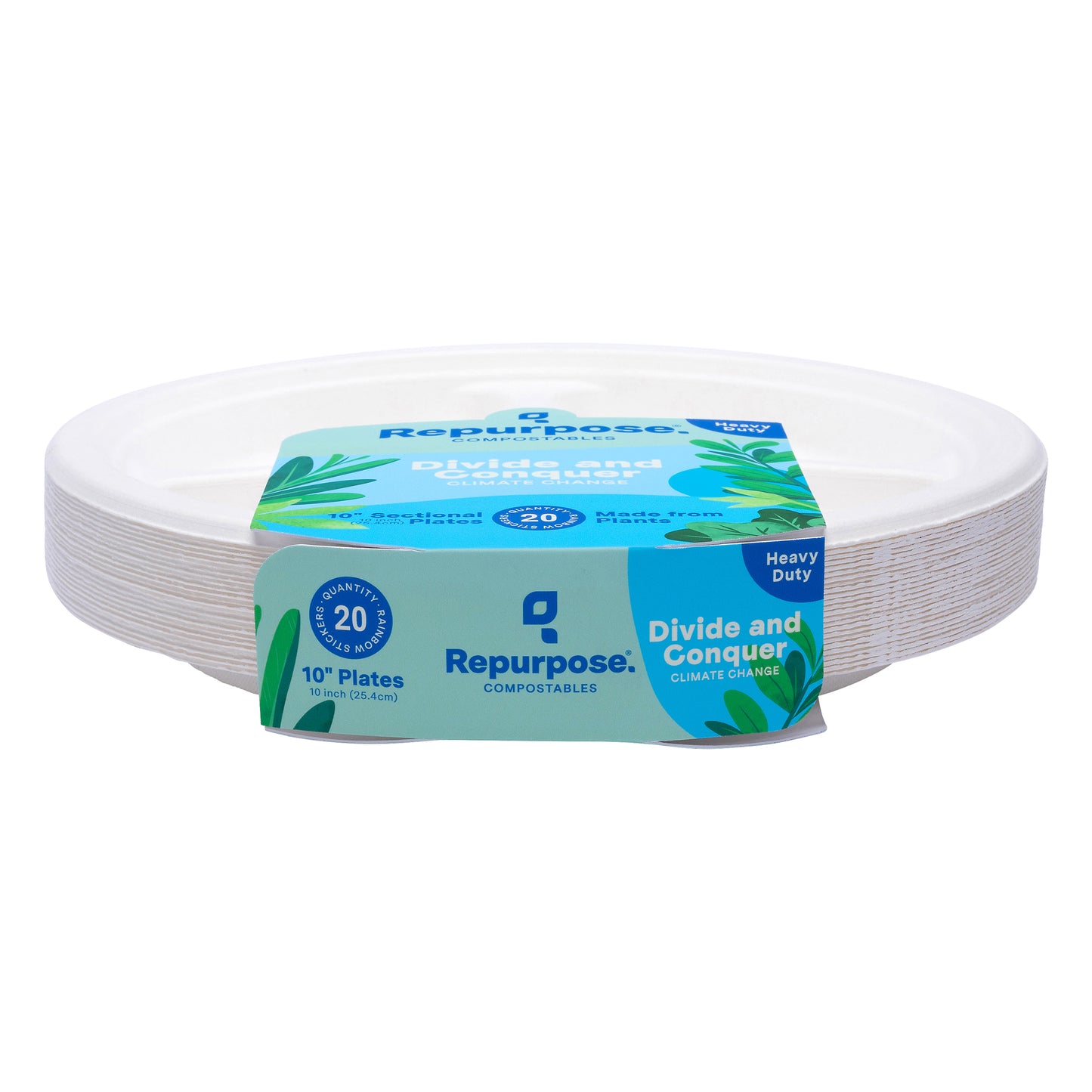 Repurpose Compostables 10 Inch Heavy Duty Sectional Plates 20 ea