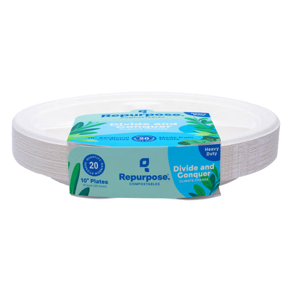Repurpose Compostables 10 Inch Heavy Duty Sectional Plates 20 ea