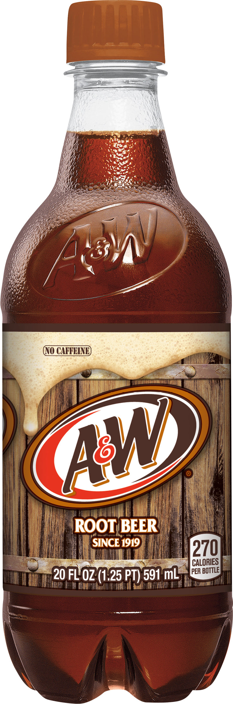 A&W No Caffeine Root Beer Soda 20 fl oz Bottle