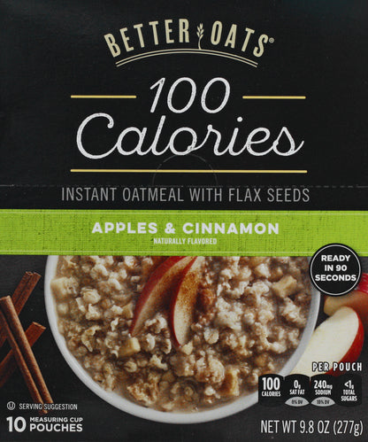 Better Oats 100 Calories Apples & Cinnamon Instant Oatmeal 10 ea