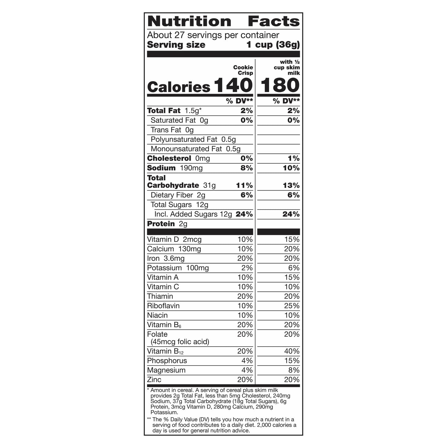 Cookie Crisp Breakfast Cereal, Chocolate Chip Cookie, 35 oz