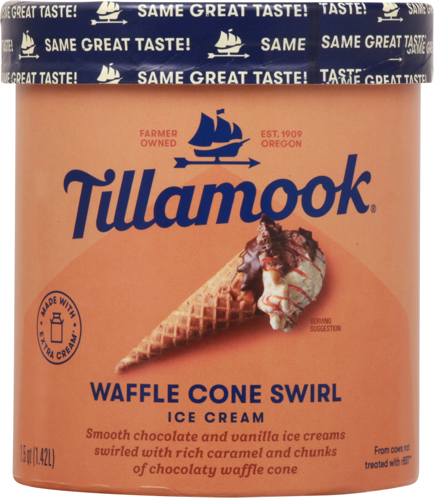 Tillamook Waffle Cone Swirl Ice Cream 1.5 qt