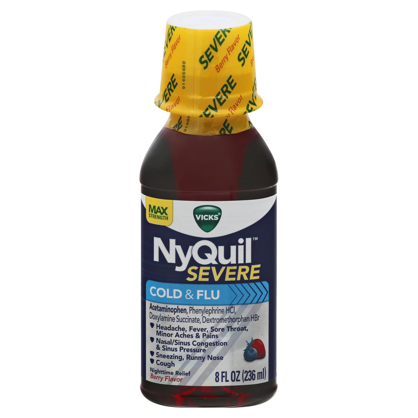 Vicks NyQuil Severe Max Strength Berry Flavor Cold & Flu 8 oz