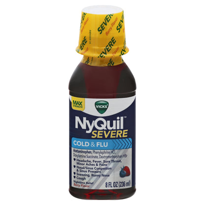 Vicks NyQuil Severe Max Strength Berry Flavor Cold & Flu 8 oz