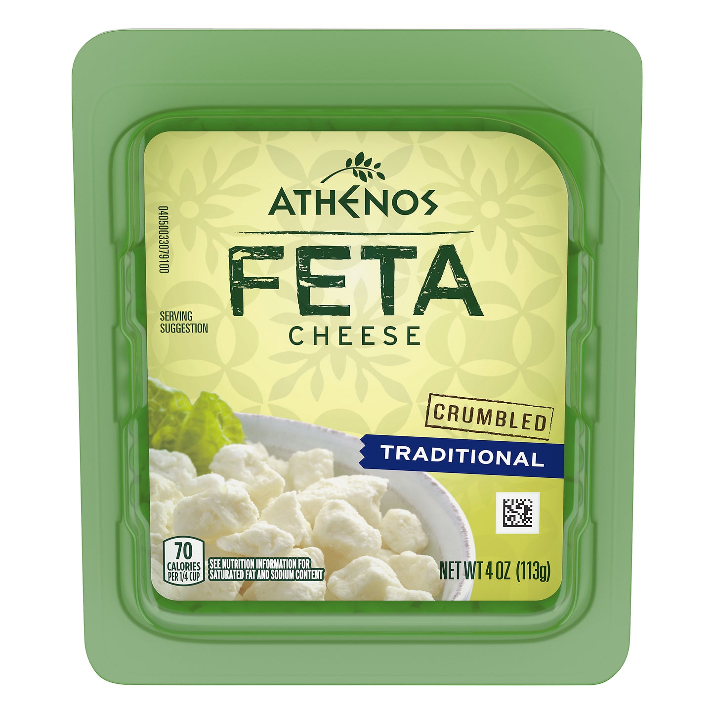 Athenos Feta Cheese Crumbles, Traditional Feta Cheese, 4 oz Blister Packed