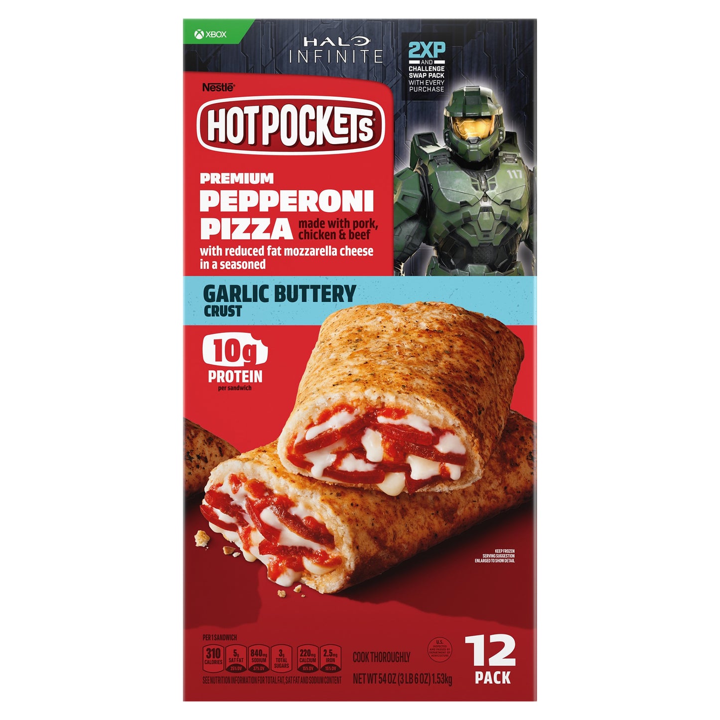 Hot Pockets Garlic Buttery Crust Premium Pepperoni Pizza Sandwich 12 ea