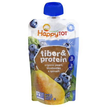 HappyTot Organics Fiber & Protein 4 (Tots & Tykes) Fruit & Veggie Blend 4 oz