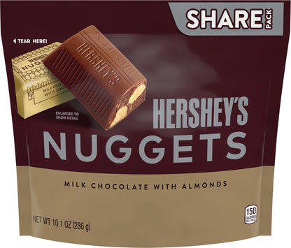 HERSHEY'S NUGGETS Milk Chocolate Almond Candy, Individually Wrapped, 10.1 oz, Bag