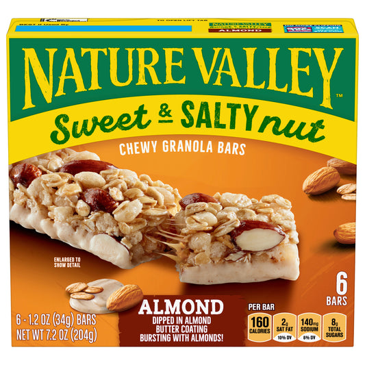 Nature Valley Granola Bars, Sweet and Salty Nut, Almond, 1.2 oz, 6 ct