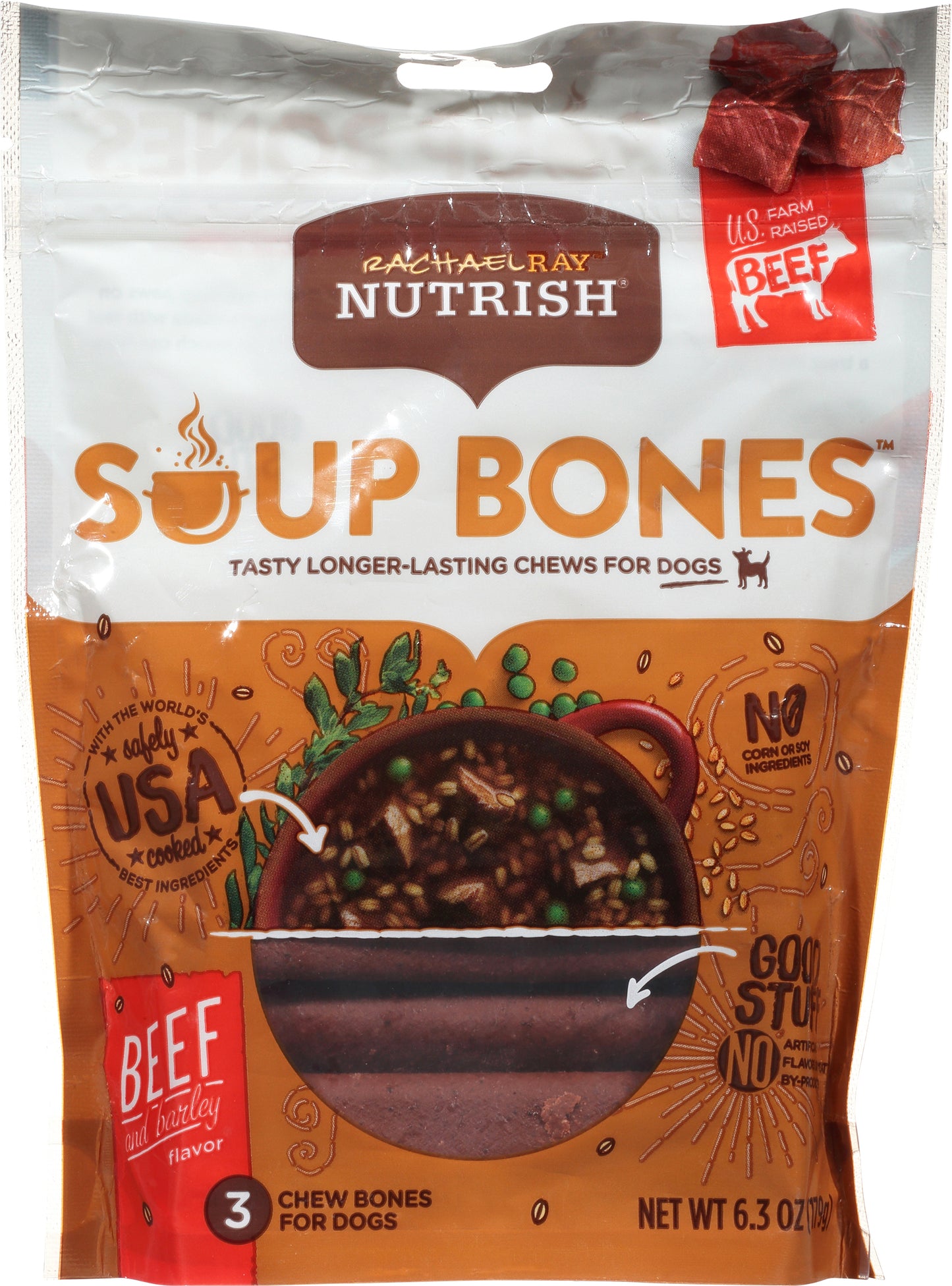 Rachael Ray Nutrish Soup Bones Beef and Barley flavor Chew for Dogs 3 ea