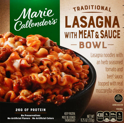 MARIE CALLENDERS Traditional Lasagna with Meat & Sauce Bowl 11.75 oz