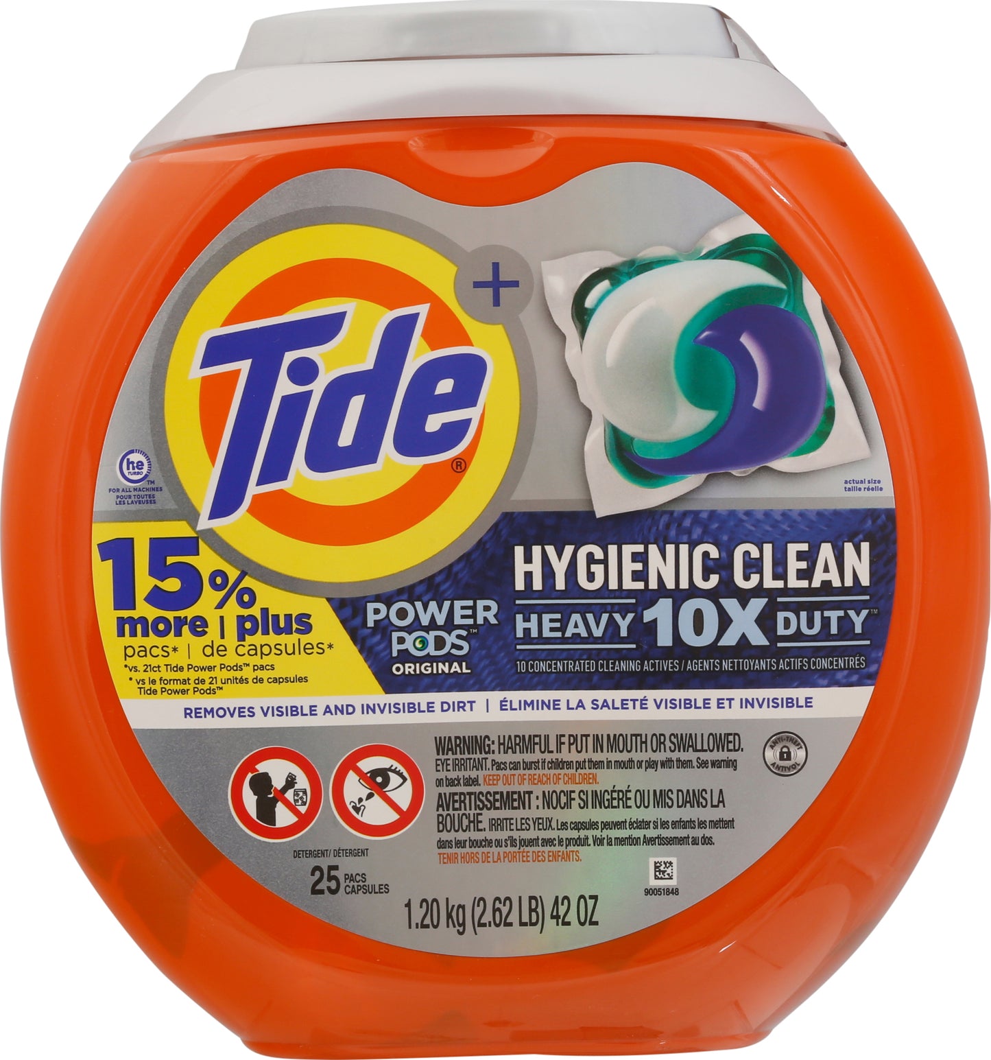 Tide Power Pods + Hygienic Clean Heavy 10x Duty Original Detergent 25 Pacs