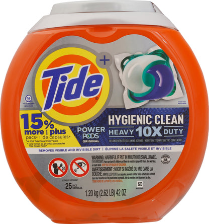 Tide Power Pods + Hygienic Clean Heavy 10x Duty Original Detergent 25 Pacs
