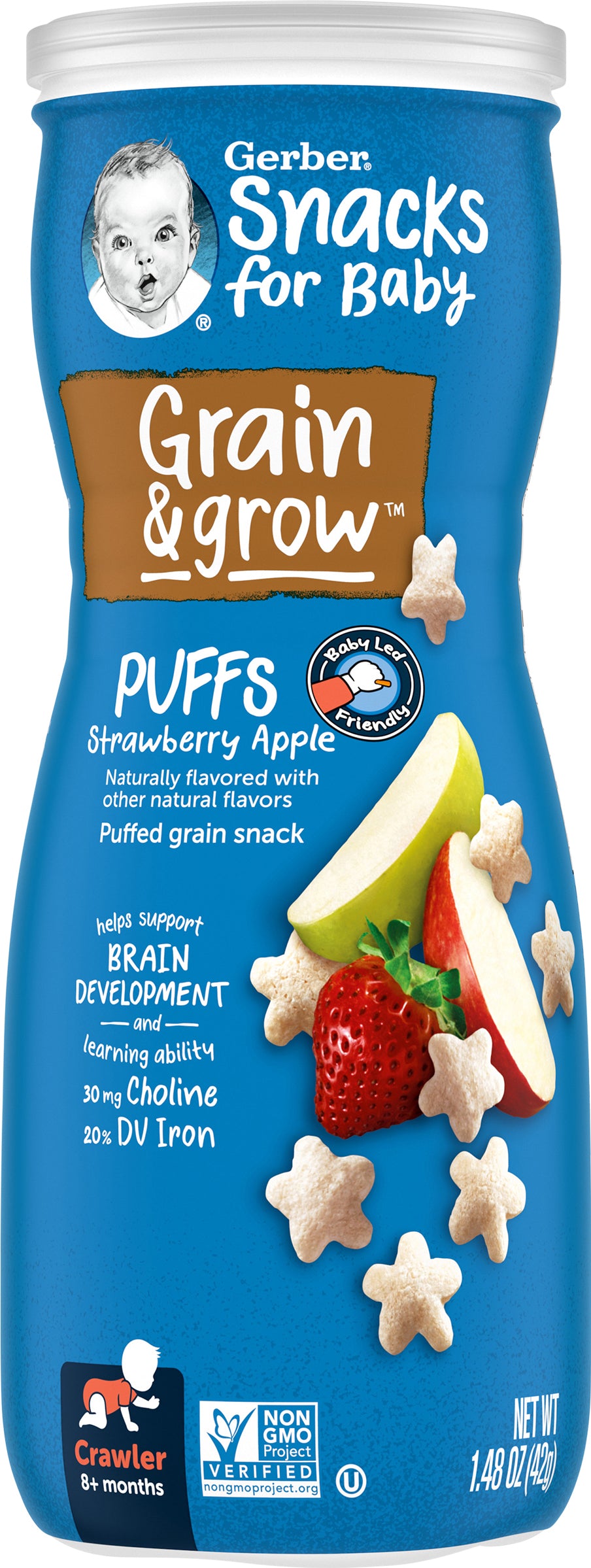 Gerber Snacks for Baby Grain & Grow Strawberry Apple Puffs 1.48 oz
