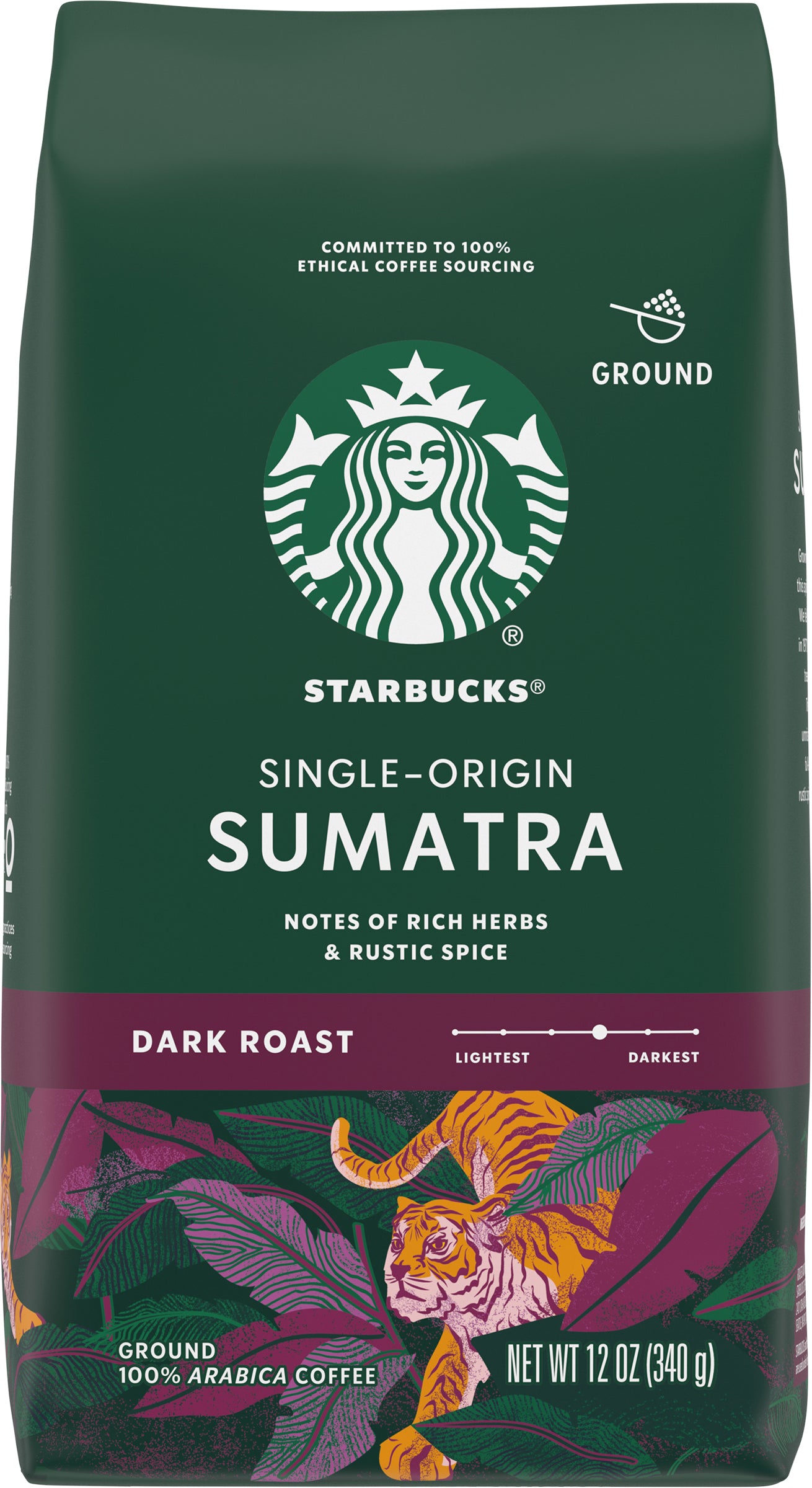 Starbucks Ground Dark Roast Sumatra Coffee 12 oz