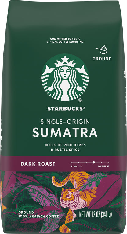 Starbucks Ground Dark Roast Sumatra Coffee 12 oz