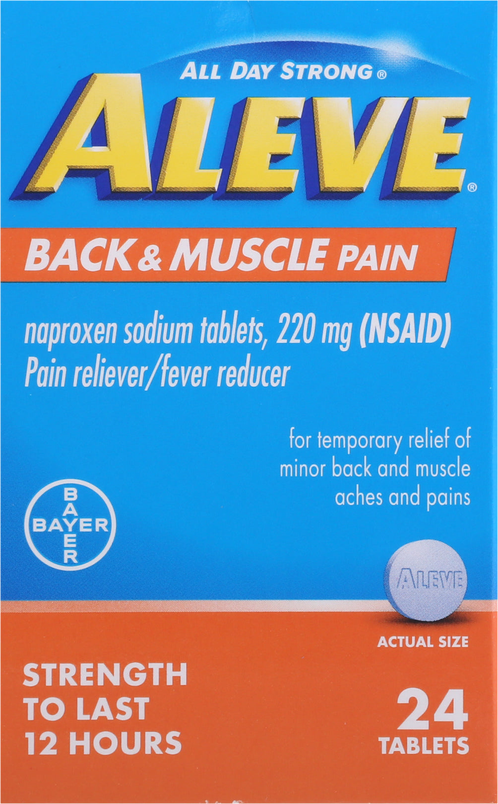 Aleve All Day Strong 220 mg Back & Muscle Pain Tablets 24 ea Box