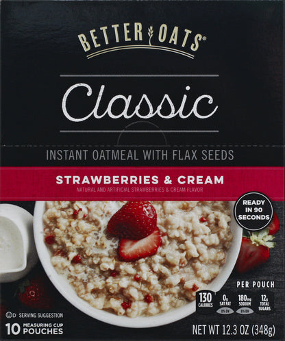 Better Oats Classic Strawberries & Cream Oatmeal 10 ea