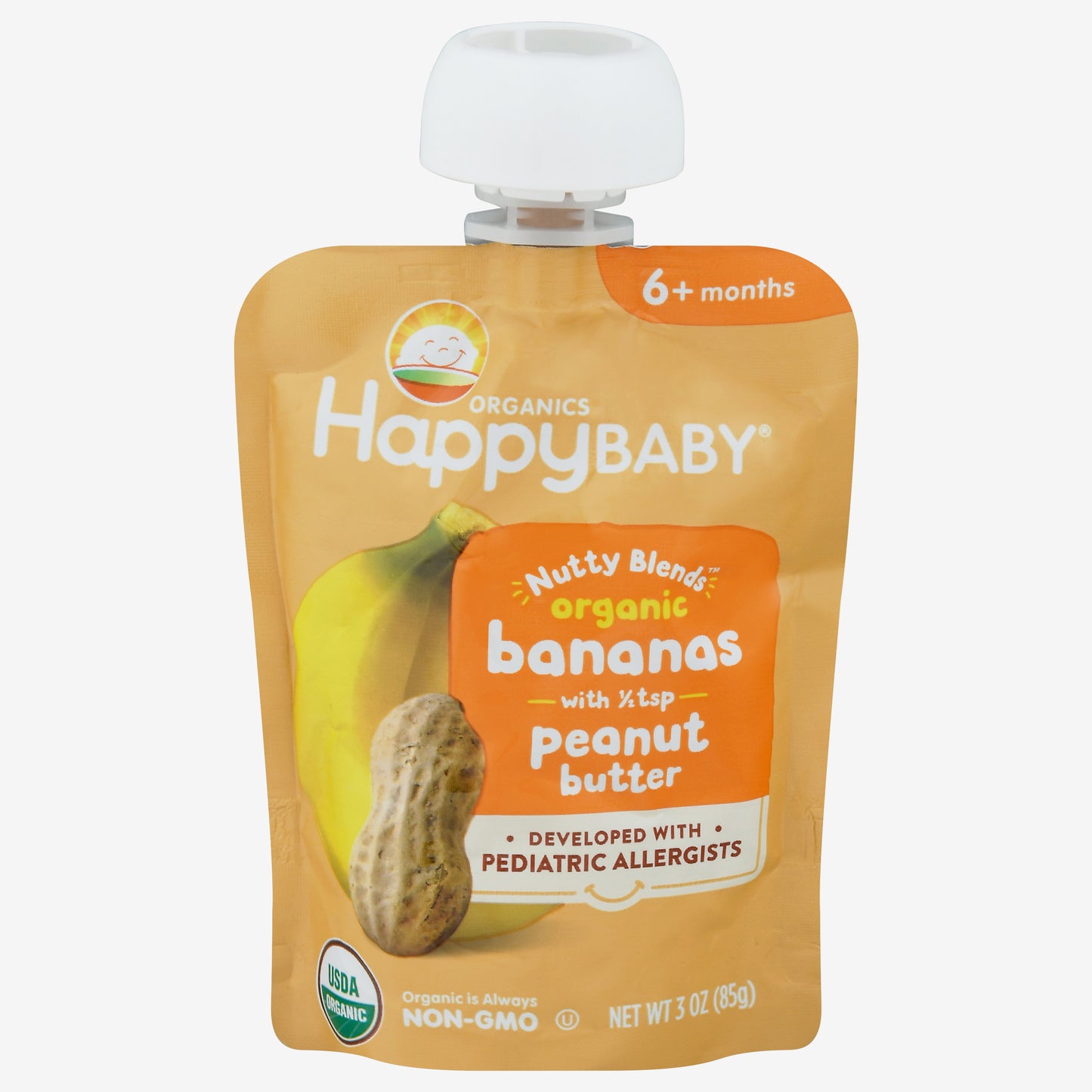Happy Baby Organics Nutty Blends 6+ Months Bananas with Peanut Butter 3 oz