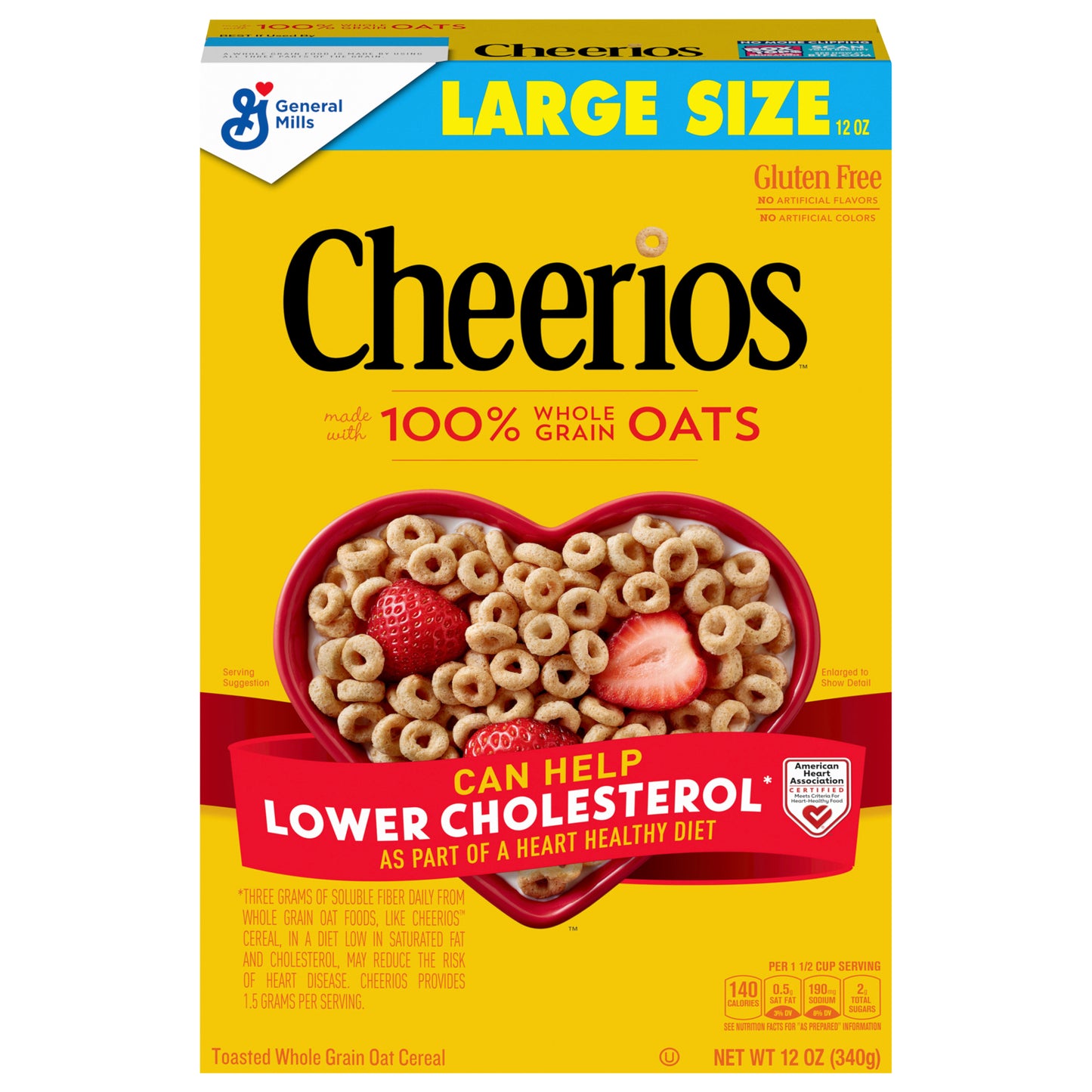 Cheerios, Breakfast Cereal with Whole Grain Oats, Gluten Free, 12 oz