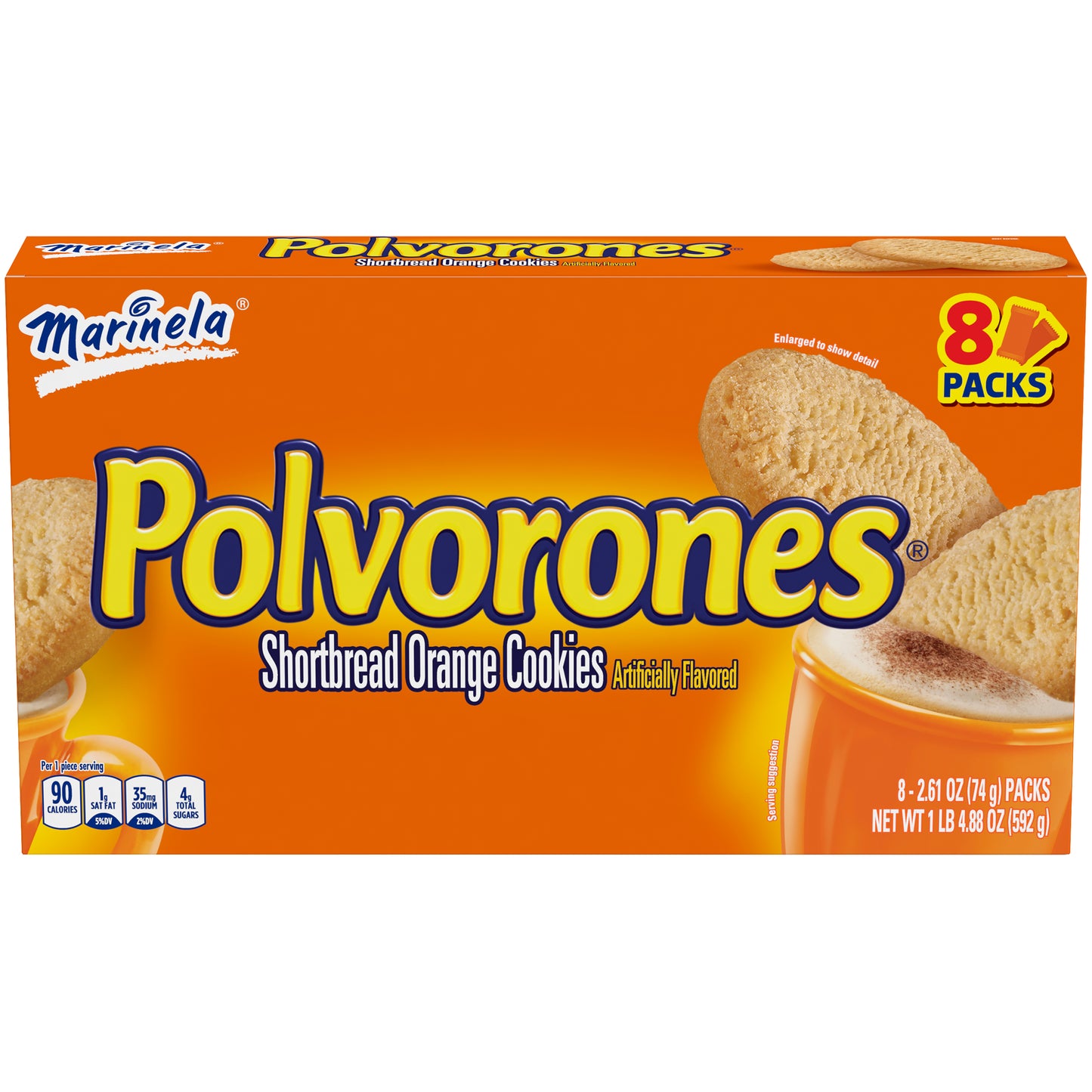 Marinela Polvorones Shortbread Orange Cookies 8 Pack