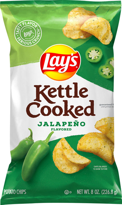 Lay's Kettle Cooked Potato Chips Jalapeno Flavored 8 Oz