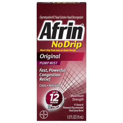 Afrin No Drip Original Maximum Strength Pump Mist 0.5 fl oz Box